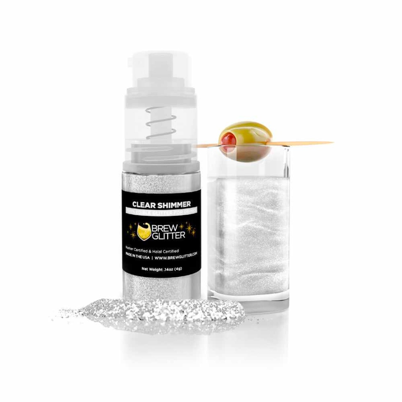 Brew Glitter - Clear Shimmer Edible Drink Glitter (4g, Mini Spray Pump) for Beer, Cocktails and Beverages